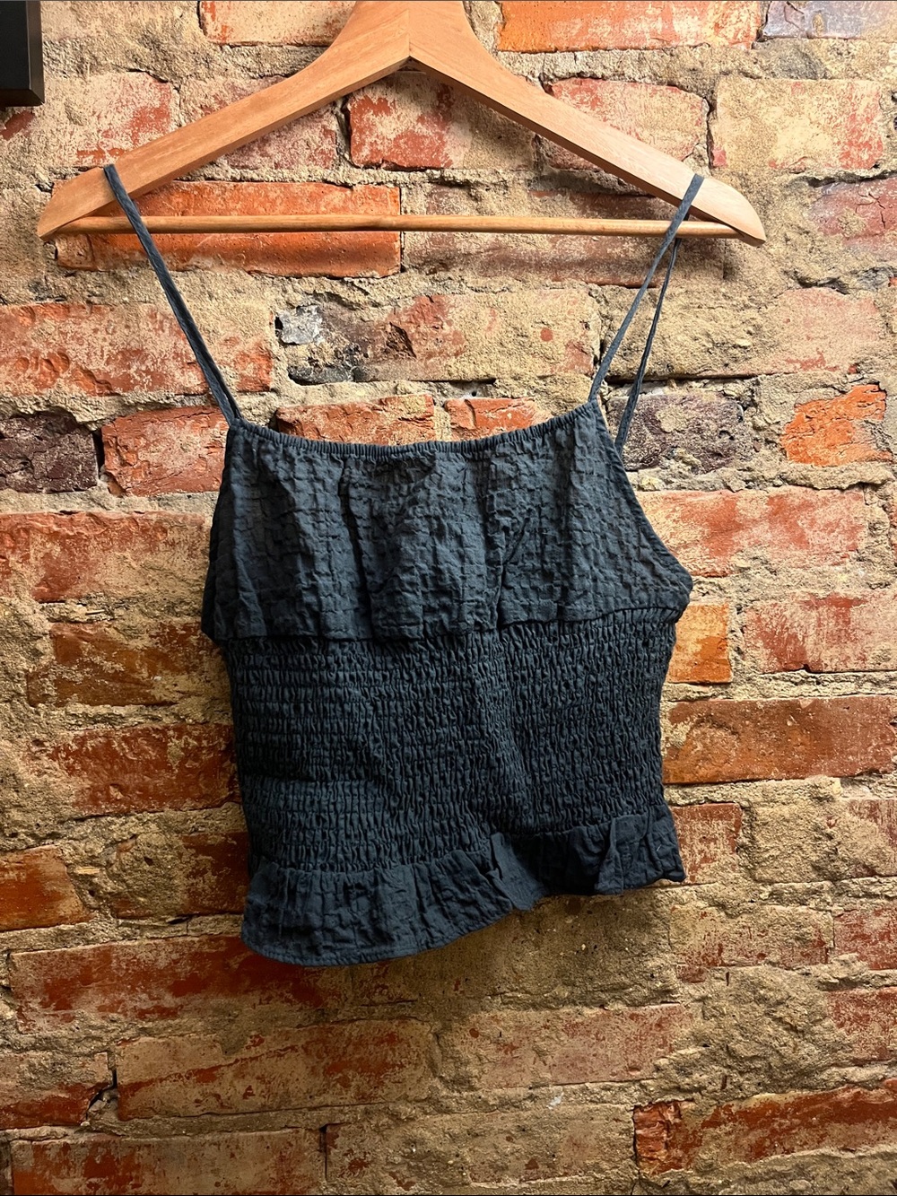 Zara Blue Smocked Ruffle Cami